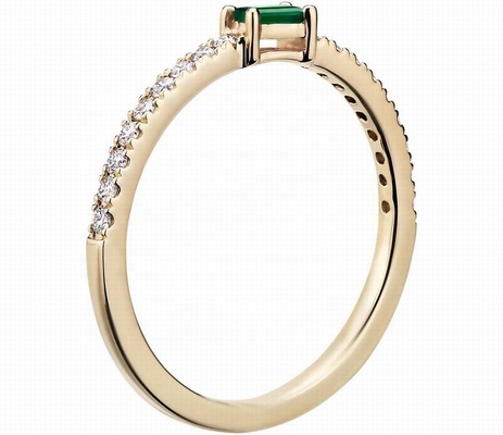 Feine Schmuckstücke 925 Sterling Silberring mit grünen oder weißen Steinen und 18K Goldplattierung