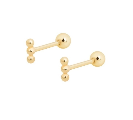 Mini-Stift mit Perlen Silber-Stud-Ohrring mit Schraubrücken 925 Sterling Silber