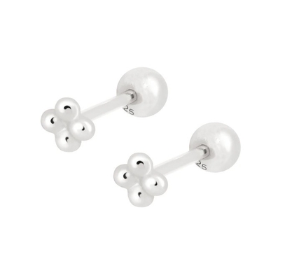 6mm Silber kleine Perlenkugel Barbell Stud Ohrringe mit Schraubrücken Schmuck