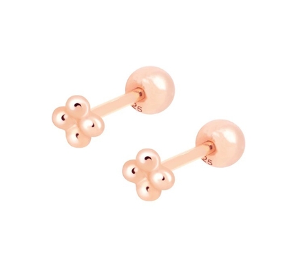6mm Silber kleine Perlenkugel Barbell Stud Ohrringe mit Schraubrücken Schmuck
