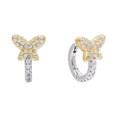 Mini Sommer Schmetterling Weiß CZ Huggies 925 Sterling Silber Ohrringe