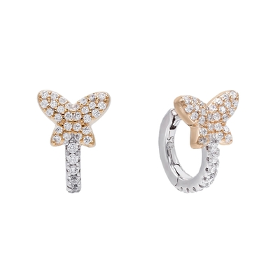 Mini Sommer Schmetterling Weiß CZ Huggies 925 Sterling Silber Ohrringe