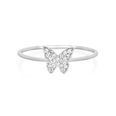 Schmetterling Weiß CZ 925 Sterling Silber Einfach Frauenringe Schmuck