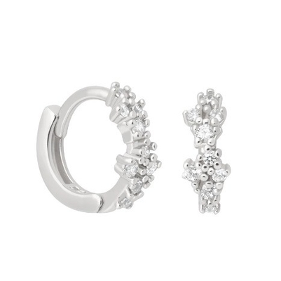 Blumenform Weiß CZ 925 Sterling Silber Huggies Ohrringe für Frauen