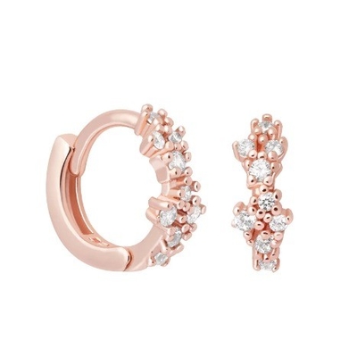 Blumenform Weiß CZ 925 Sterling Silber Huggies Ohrringe für Frauen