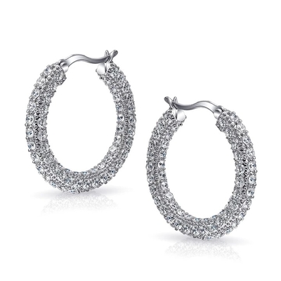 925 Sterling Silber Bridal Pave White CZ Hoop Ohrringe für modische Bräute