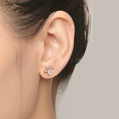 Sehr liebenswert Kindesfußabdrücke Stud Ohrringe in 925 Sterling Silber Messing