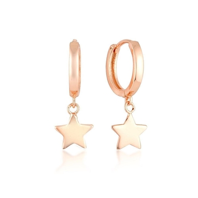 Messing 14K Gold Star-Form Hoop Ohrringe für Frauen Einfache tägliche Schmuck