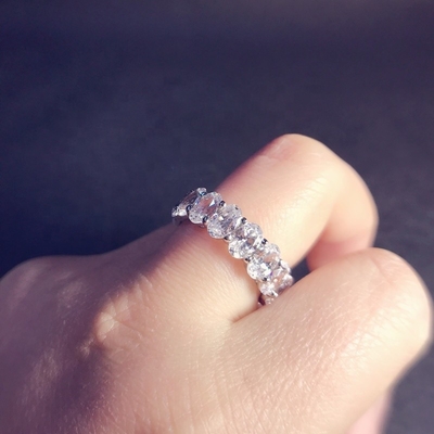 Klarer CZ Oval Eternity Band Ring Schmuck Typ Silber Eternity Ring für Frauen