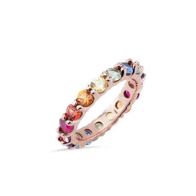 Einzigartige Farbspitzen mit Kubikzirkon-Zubehör für Frauen 925 Sterling Silber Eternity Band Ring