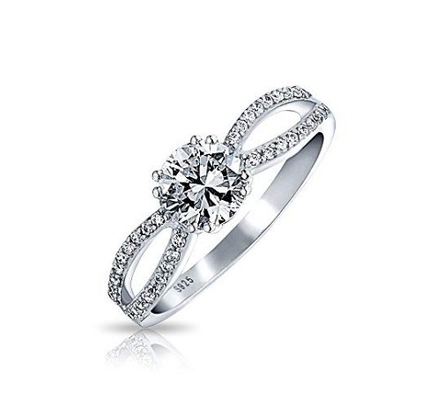 925 Sterling Silber Ring Mikron Pave Weißgold Plattiert für Frauen Hochzeit Paar Verlobung