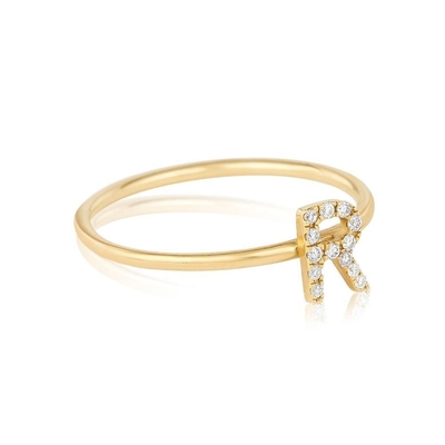 Silberschmuck Personalisierte 18K-Goldplattierte Stapelung Initial CZ Dünnringe für Frauen