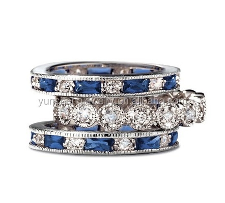 925 Sterling Silber CZ Simulierter Saphir Stackbarer Ring mit individueller Größe
