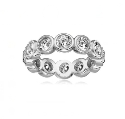 Klassische 18K-Goldbeschichtung CZ Eternity Band 925 Sterling Silberringe