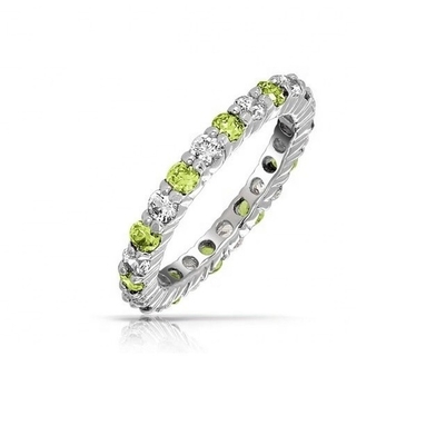 925 Silber Eternity Band Ring mit Rose Gold Plating und Geburtsstein CZ Steine Option