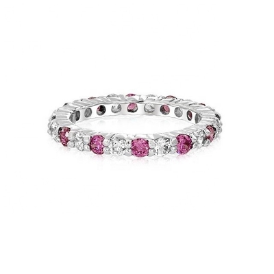 925 Silber Eternity Band Ring mit Rose Gold Plating und Geburtsstein CZ Steine Option