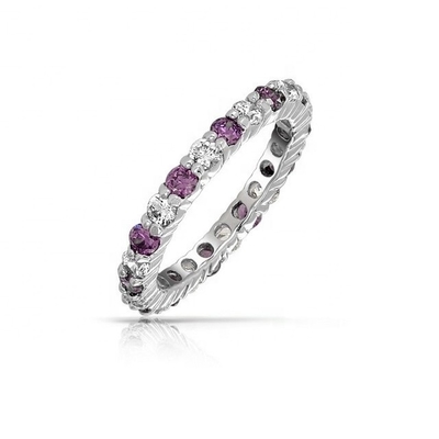 925 Silber Eternity Band Ring mit Rose Gold Plating und Geburtsstein CZ Steine Option