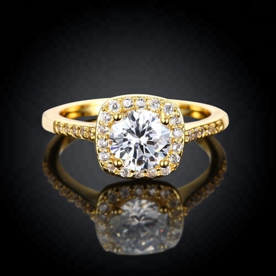 Diamant 18K Goldplattierte Ringe Größe 5 - Größe 10 Frauen Verlobungsring