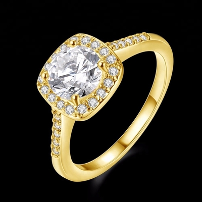 Diamant 18K Goldplattierte Ringe Größe 5 - Größe 10 Frauen Verlobungsring