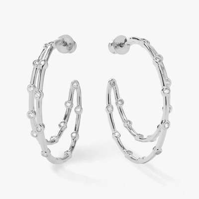 Weiße Kubische Zirkonia-Hüpfen-Ohrringe Bezel-Set Zwillings-Hüpfen-Ohrringe 18K Gold