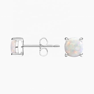 18K Gold 6MM Solitaire Opal Stud Ohrringe für Frauen und Mädchen Feinschmuck