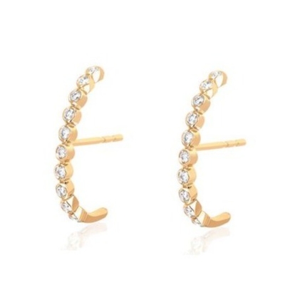 18K-Goldplattierte Bezel-Setting Weiße Kubik Zirkon-Stud-Ohrringe für Frauen