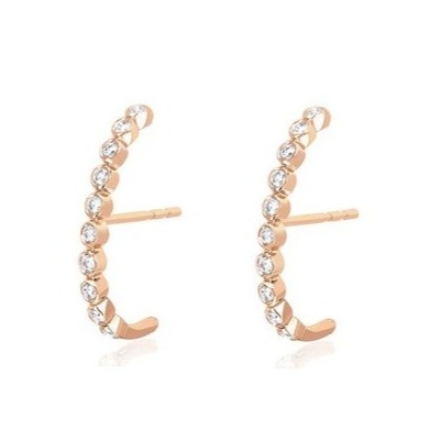 18K-Goldplattierte Bezel-Setting Weiße Kubik Zirkon-Stud-Ohrringe für Frauen