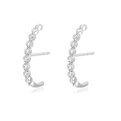 18K-Goldplattierte Bezel-Setting Weiße Kubik Zirkon-Stud-Ohrringe für Frauen