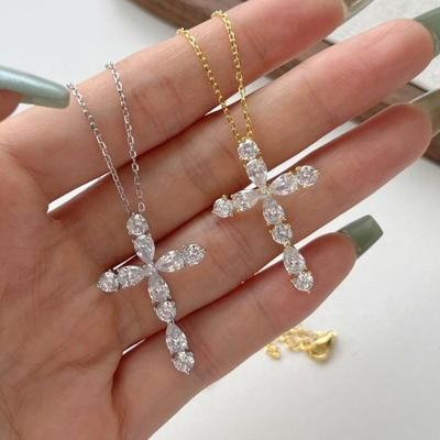 925 Sterling Silberkreuz Halskette 18k Silberkreuz und Kette Damen