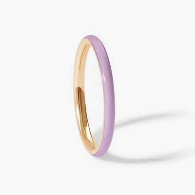 Pink Enamel 18K Goldplattierte Ringe Massiv 925 Sterling Silber Stapelringe