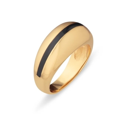 Großhandel 18K Goldplattiert Streifen Rosa Emaille Dome 925 Sterling Silber Frauenring