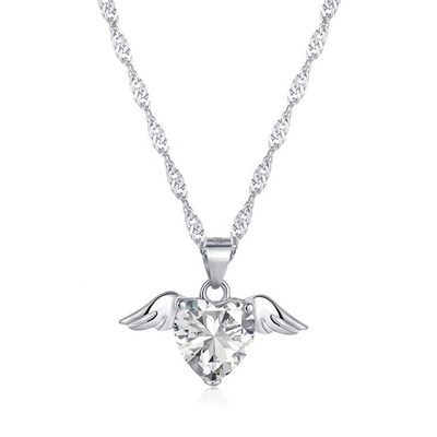 S925 Sterling Silber Liebesflügel Halskette Frauen Herz Zirkon Schlüsselbein Kette Schmuck