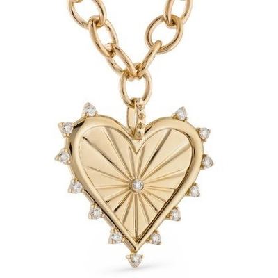 18K Gold Weiß CZ Spiked Love Heart Charm Halskette 925 Sterling Silber Anhänger