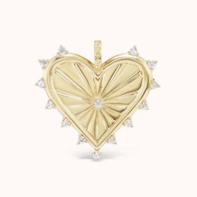 18K Gold Weiß CZ Spiked Love Heart Charm Halskette 925 Sterling Silber Anhänger