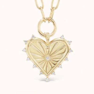 18K Gold Weiß CZ Spiked Love Heart Charm Halskette 925 Sterling Silber Anhänger