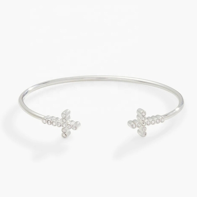 925 14K Gold Kreuz Armband Armband mit Pave Crystal Zirkon für Frauen