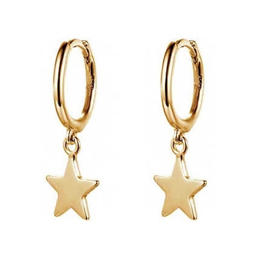 Messing 14K Gold Star-Form Hoop Ohrringe für Frauen Einfache tägliche Schmuck