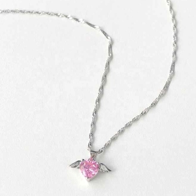 S925 Sterling Silber Liebesflügel Halskette Frauen Herz Zirkon Schlüsselbein Kette Schmuck