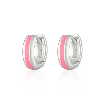 925 Customized Logo 18K Goldplattiert Rosa Emaille Huggie Ohrringe Für Frauen