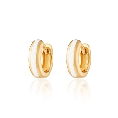 925 Customized Logo 18K Goldplattiert Rosa Emaille Huggie Ohrringe Für Frauen