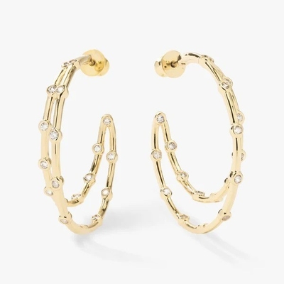 Weiße Kubische Zirkonia-Hüpfen-Ohrringe Bezel-Set Zwillings-Hüpfen-Ohrringe 18K Gold