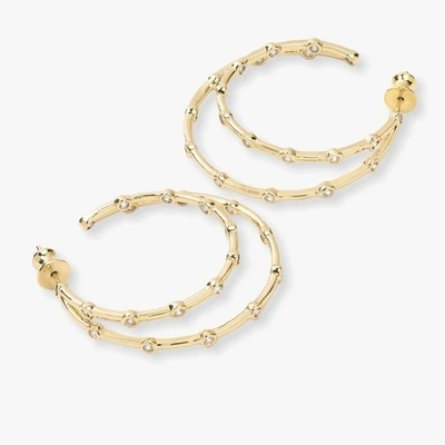 Weiße Kubische Zirkonia-Hüpfen-Ohrringe Bezel-Set Zwillings-Hüpfen-Ohrringe 18K Gold