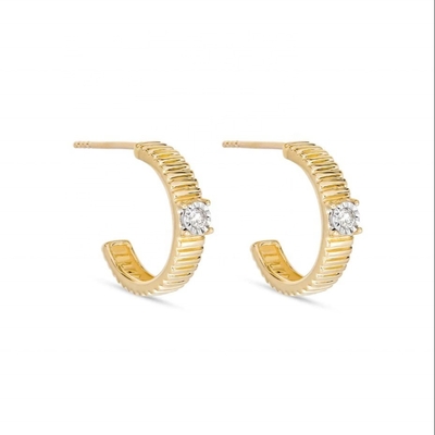 Ladies Cubic Zirkonia Diamant Hoop Ohrringe Messing Runde Brillante Schnitt
