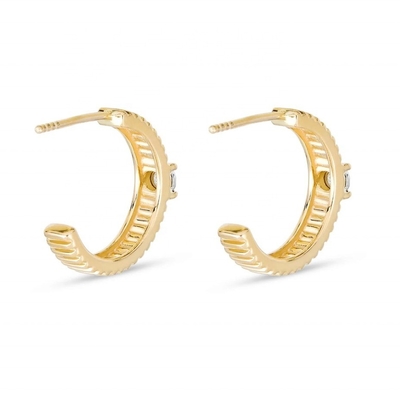 Ladies Cubic Zirkonia Diamant Hoop Ohrringe Messing Runde Brillante Schnitt