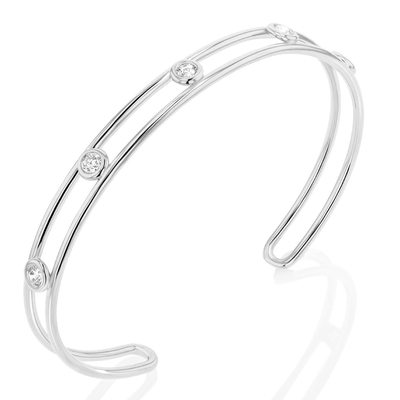 Platin Diamant Kubik Zirkonia Manschetten Armband Breite 6mm CZ Manschetten Armband