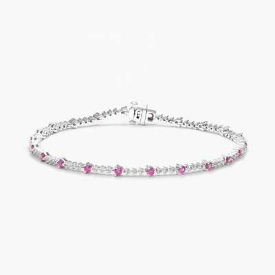 3MM Weißzirkon Rubin Tennisschmuck Rundgeschliff Sterling Silber Tennisschmuck