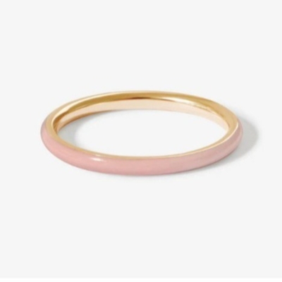 Pink Enamel 18K Goldplattierte Ringe Massiv 925 Sterling Silber Stapelringe
