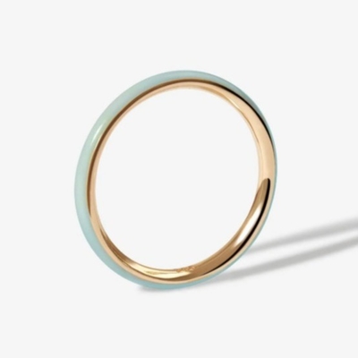 Pink Enamel 18K Goldplattierte Ringe Massiv 925 Sterling Silber Stapelringe