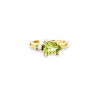 18K Gold Plattiert 925 Sterling Silber Trend Design Birnen Schnitt Peridot CZ Manschetten Ohrringe