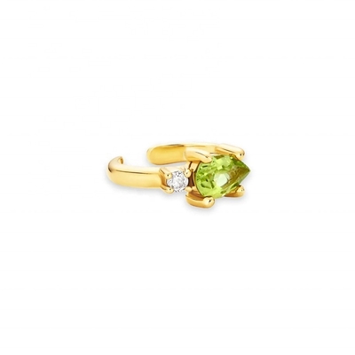 18K Gold Plattiert 925 Sterling Silber Trend Design Birnen Schnitt Peridot CZ Manschetten Ohrringe